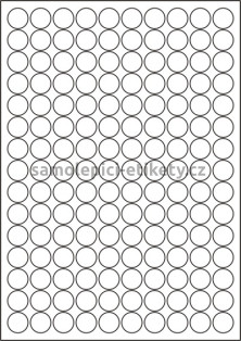 Etikety PRINT kruh průměr 18 mm (100xA4) - bílý metalický papír