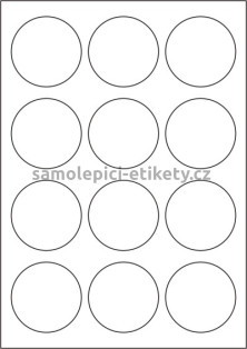 Etikety PRINT kruh průměr 60 mm (1000xA4) - bílý metalický papír