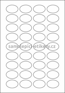 Etikety PRINT elipsa 38,6x25,6 mm bílé lesklé pro inkoustový tisk (50xA4)