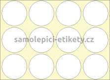 Etikety na archu, kruh průměr 35 mm bílé, malé archy, malé balení