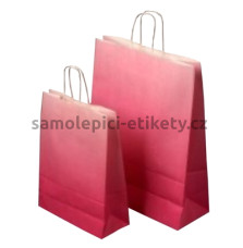 Papírová taška 32x13x42 cm, s krouceným uchem, růžová  (uvnitř bílá)