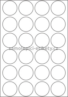 Etikety PRINT kruh průměr 45 mm bílé pololesklé 250 g/m2 (50xA4)